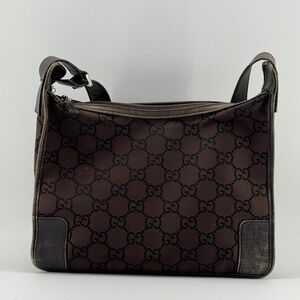 Vintage Gucci Shoulder Bag Brown GG Monogram Canvas
